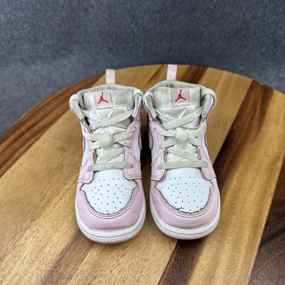 Nike Air Jordan 1 Mid Pink Foam/White Toddler Sneakers DQ8425-608 Size 8C - Picture 4 of 11